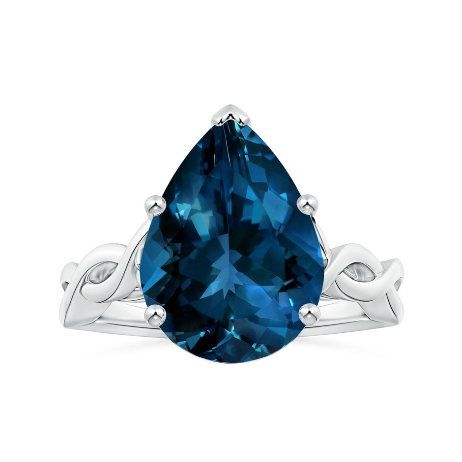 Prong-Set GIA Certified Solitaire Pear-Shaped London Blue Topaz Twisted Shank Ring