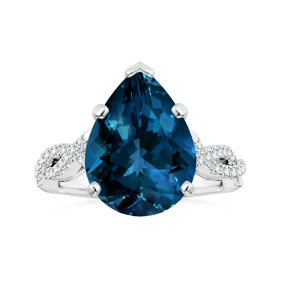 Peg-Set GIA Certified Pear-Shaped London Blue Topaz Twisted Shank Ring