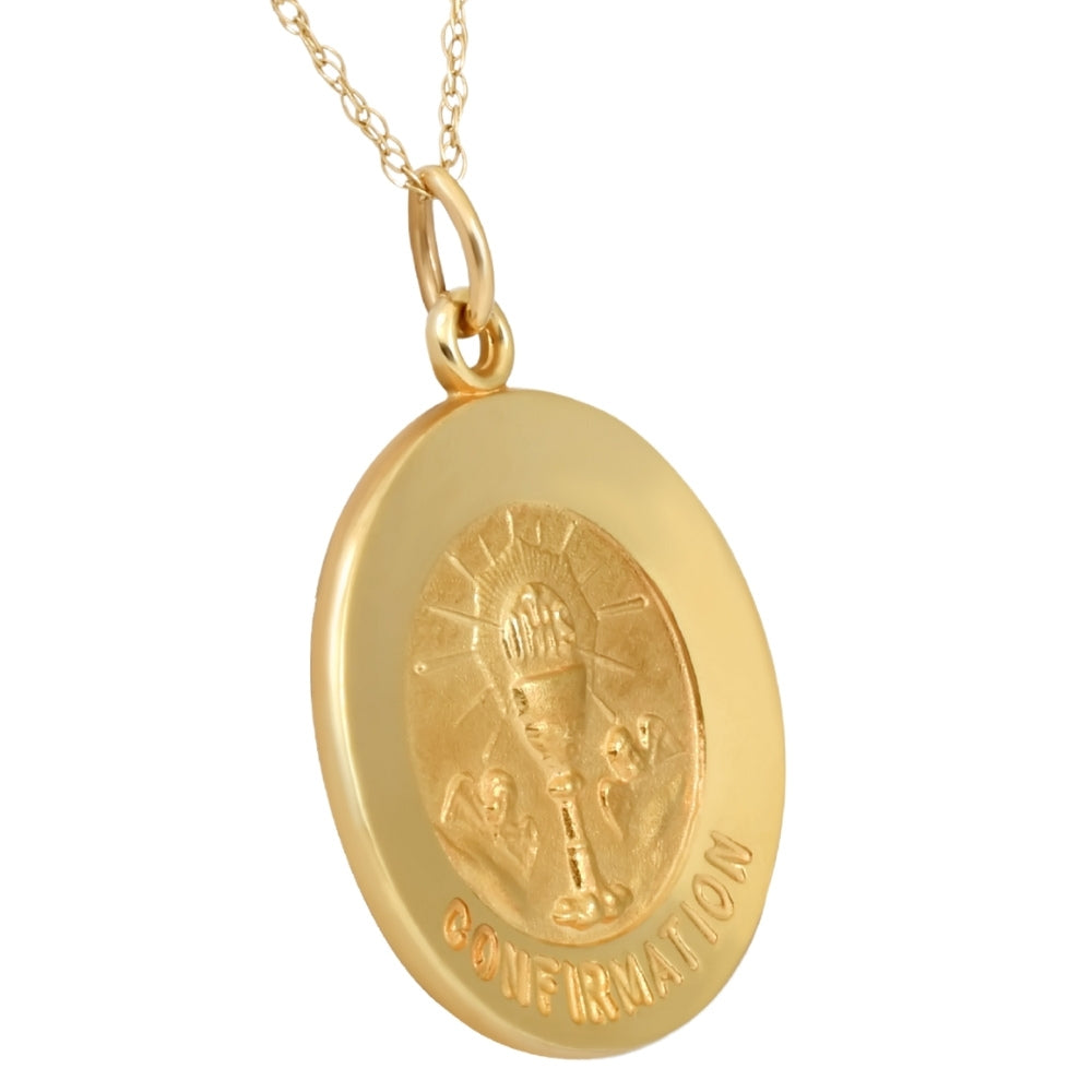 14k Yellow Gold Confirmation Medal Pendant 1' Tall 2.5 Grams