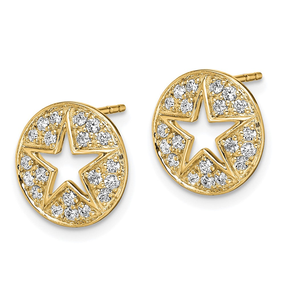 14k Yellow Gold 0.45 CT Lab Grown Diamond Circle Star Stud Earrings VS Clarity G-H Color
