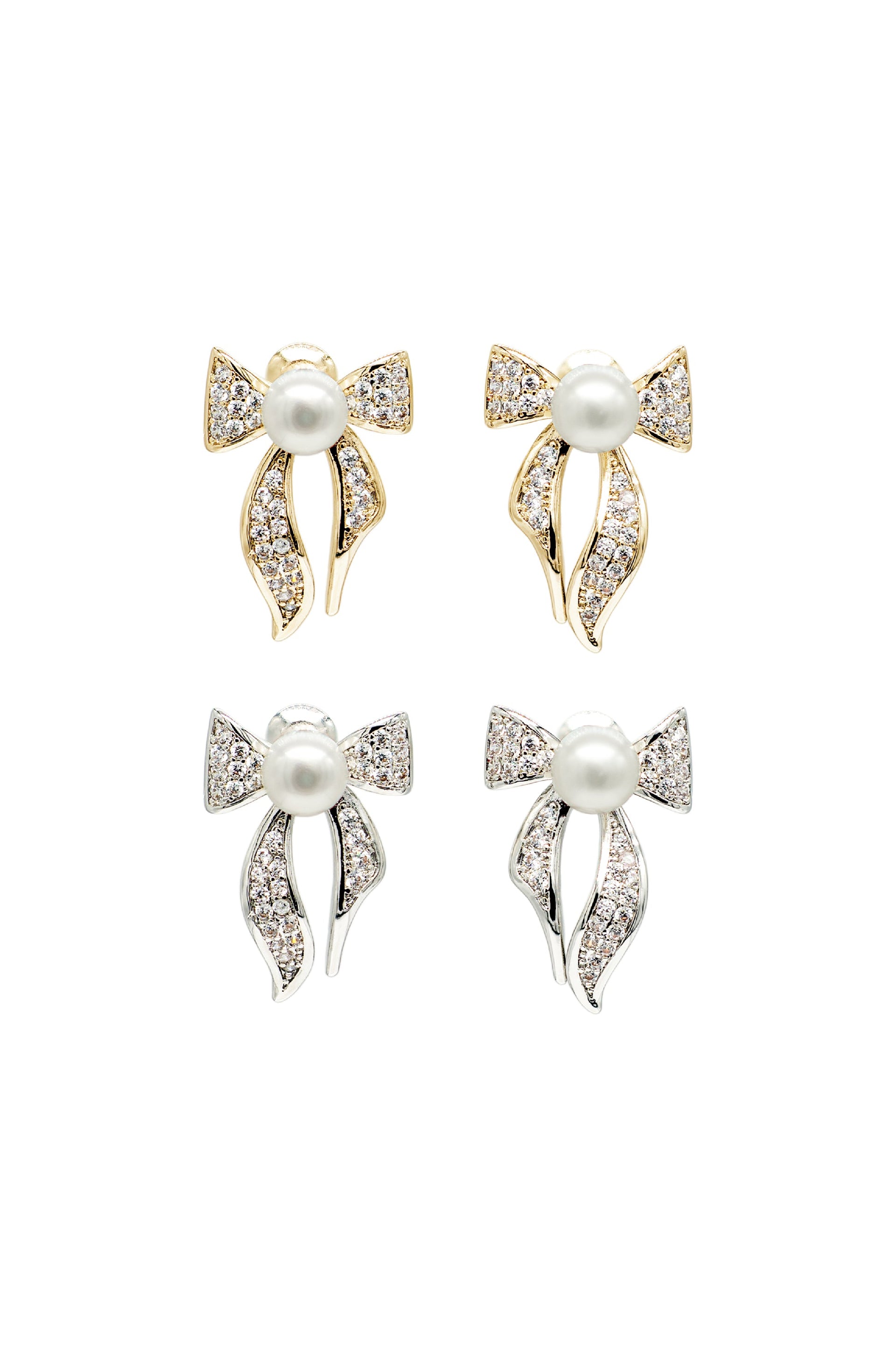 Freshwater Pearl Butterfly Stud Earrings Set