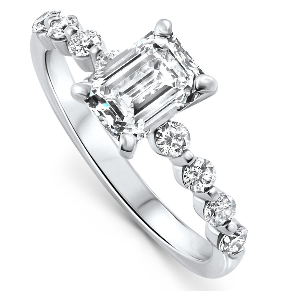 Certified 2 1/3Ct Emerald Cut Diamond Engagement Ring 14k Gold Lab Grown