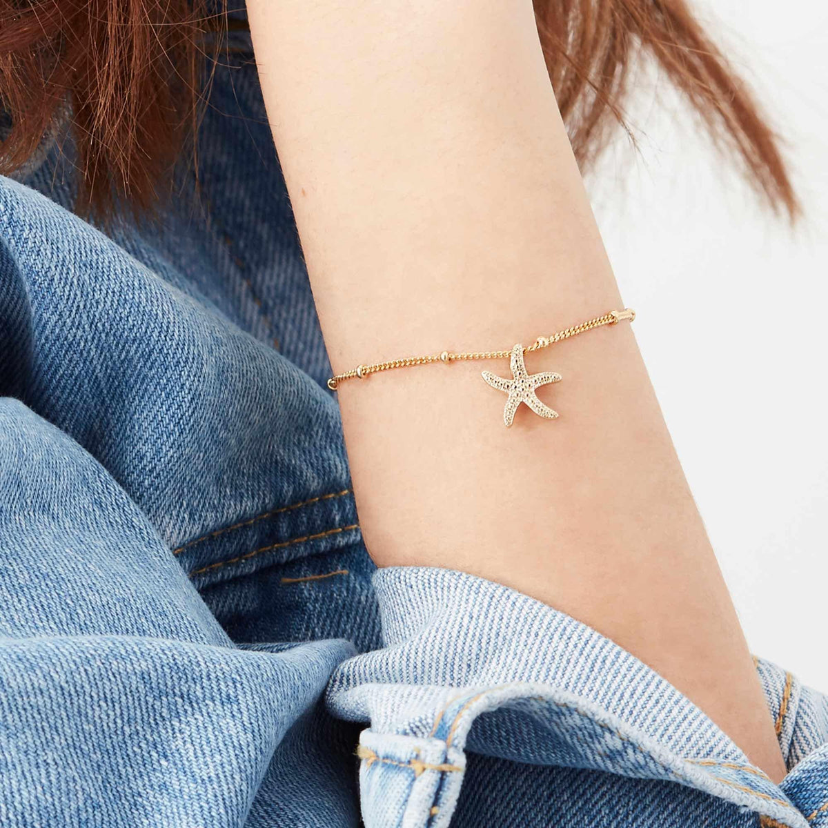 Starfish Bead Bracelet Silver