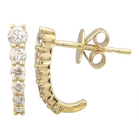 Gold Diamond Half Hoop Earring