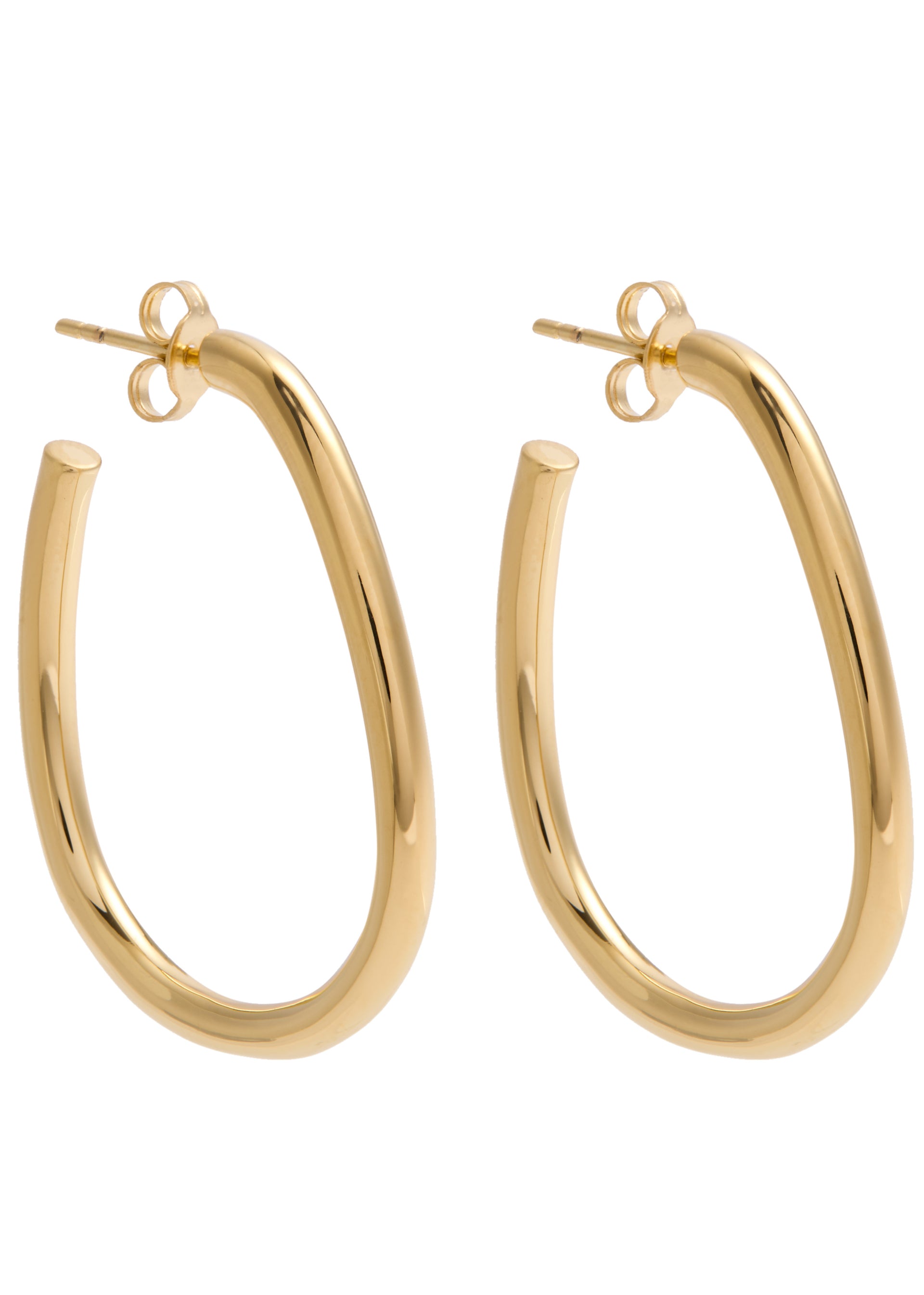 Oval large 14kt gold vermeil hoop earrings