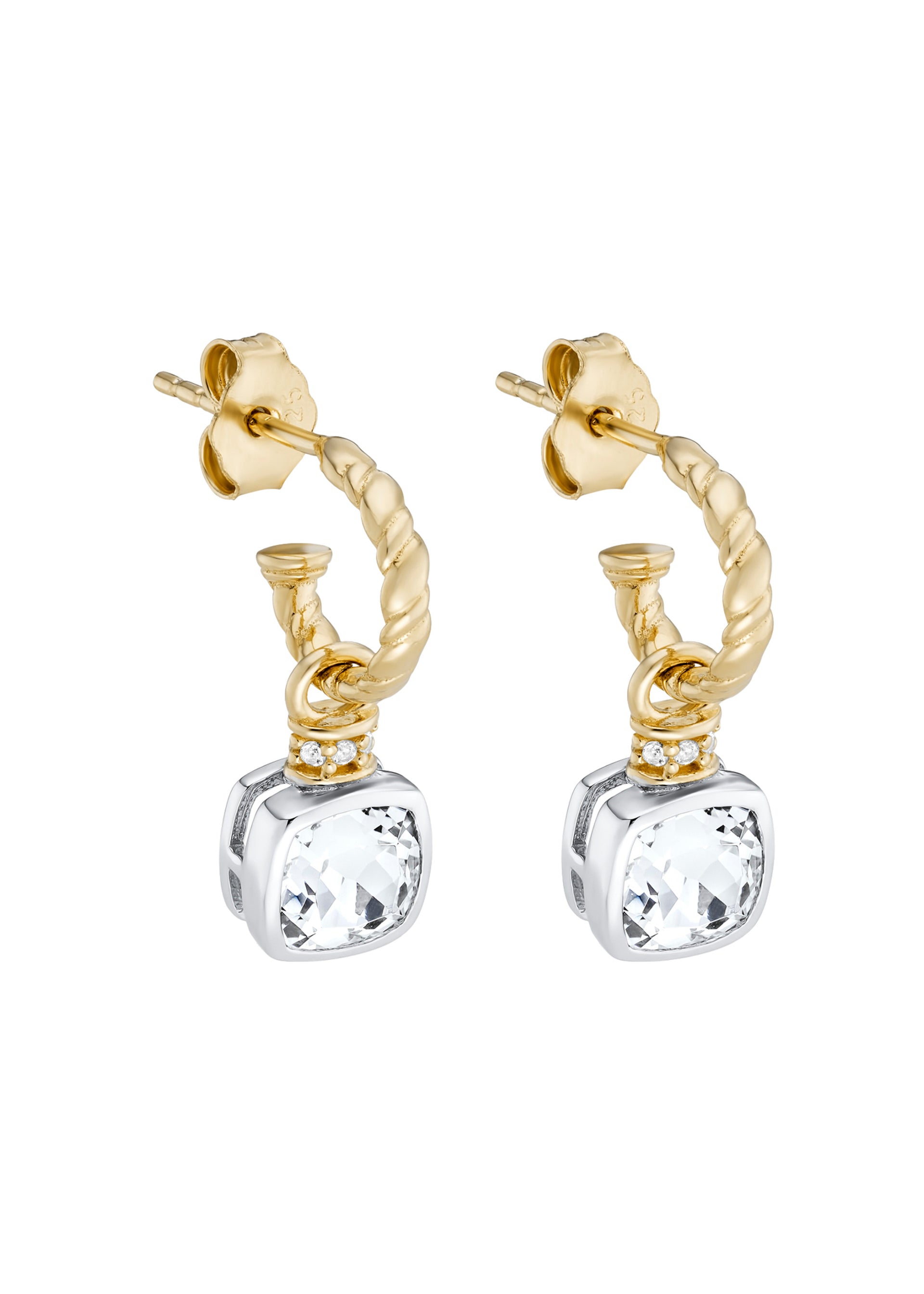 Crystal-embellished 18kt gold vermeil hoop earrings