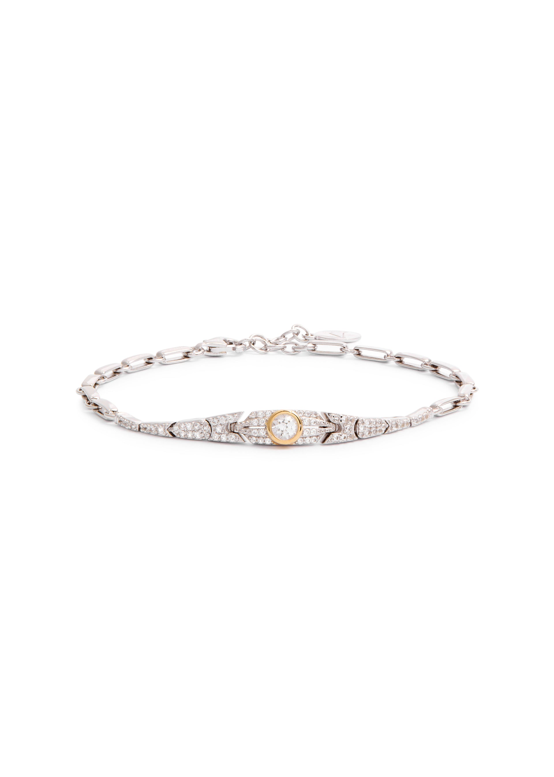 Crystal-embellished rhodium-plated bracelet