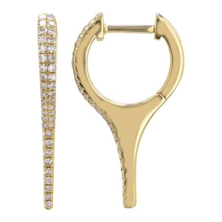 Gold Diamond Hoop Solid Double Line Spike Earring