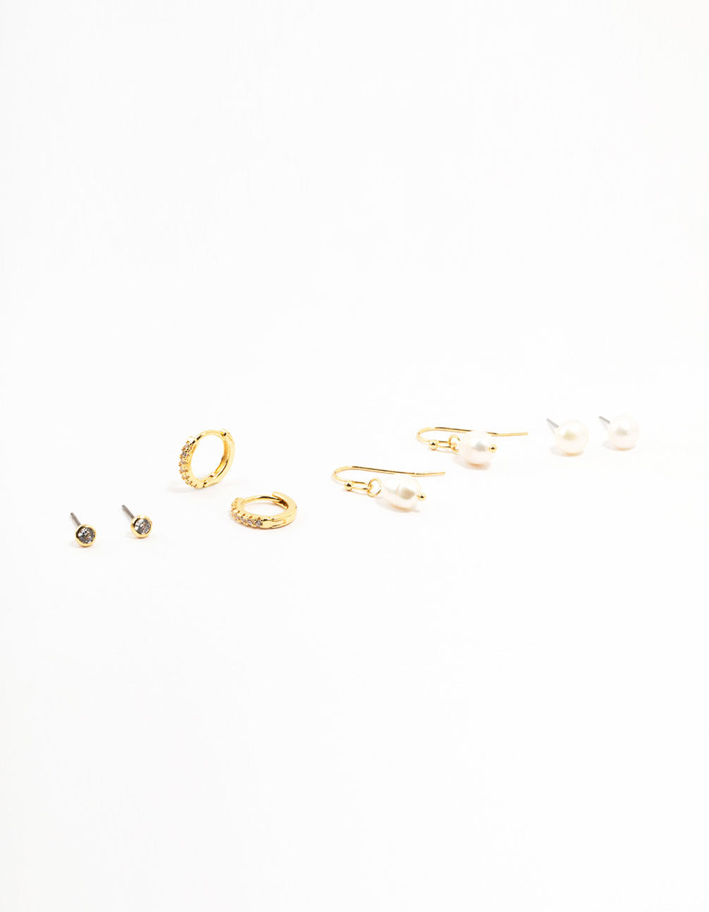 Lovisa Gold Plated Pearl Stud & Drop Earrings 4-pack | Premium Gold Plated On Brass | Hypoallergenic | Elegant And Versatile