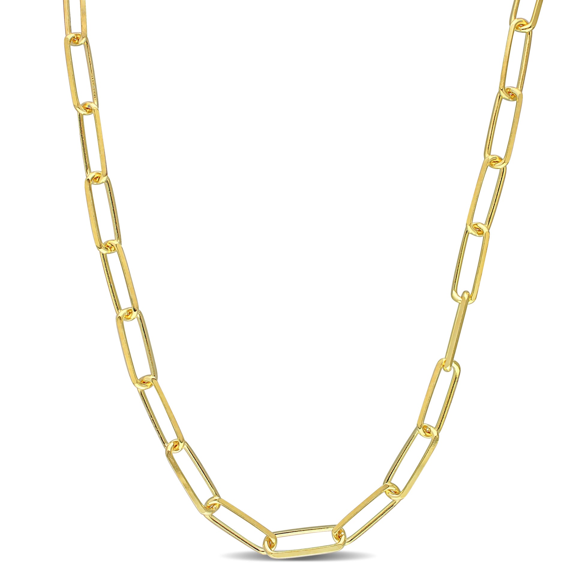 Mimi & Max 5mm Diamond Cut Paperclip Chain Necklace in Yellow Plated Sterling Silver - 16 in