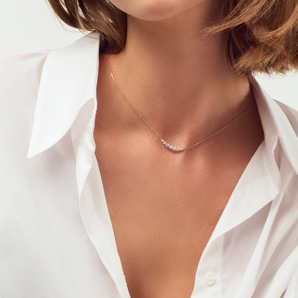 Necklace Tiara - 14k yellow gold or white gold 0.37-0.46 ct TW G-H VS lab-grown diamonds