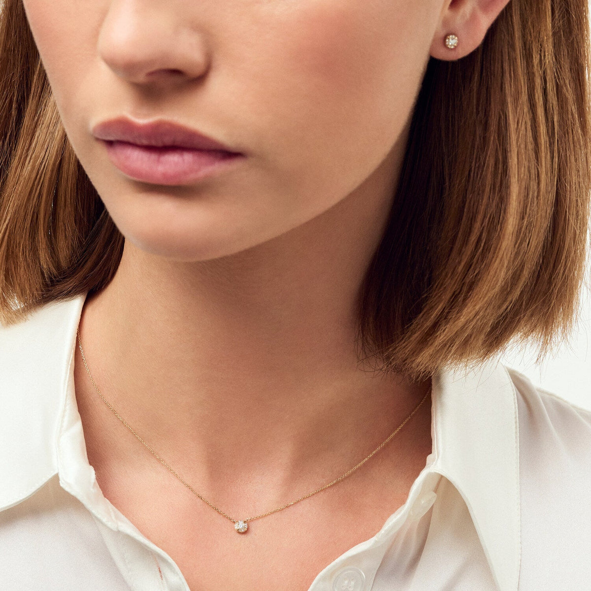 Necklace Rome - 14k yellow gold or white gold 0,09 ct TW G-H VSab-grown diamonds
