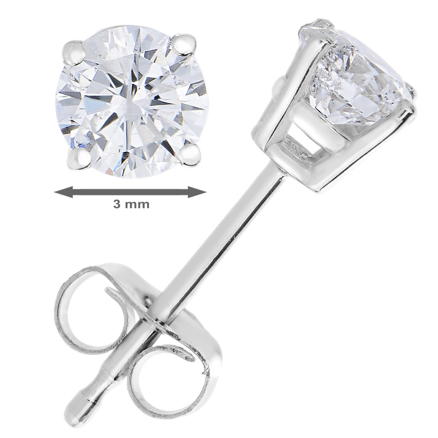 1/2 cttw SI1-SI2 Certified Diamond Stud Earrings 14K White Gold H-I Color Round Push Backs