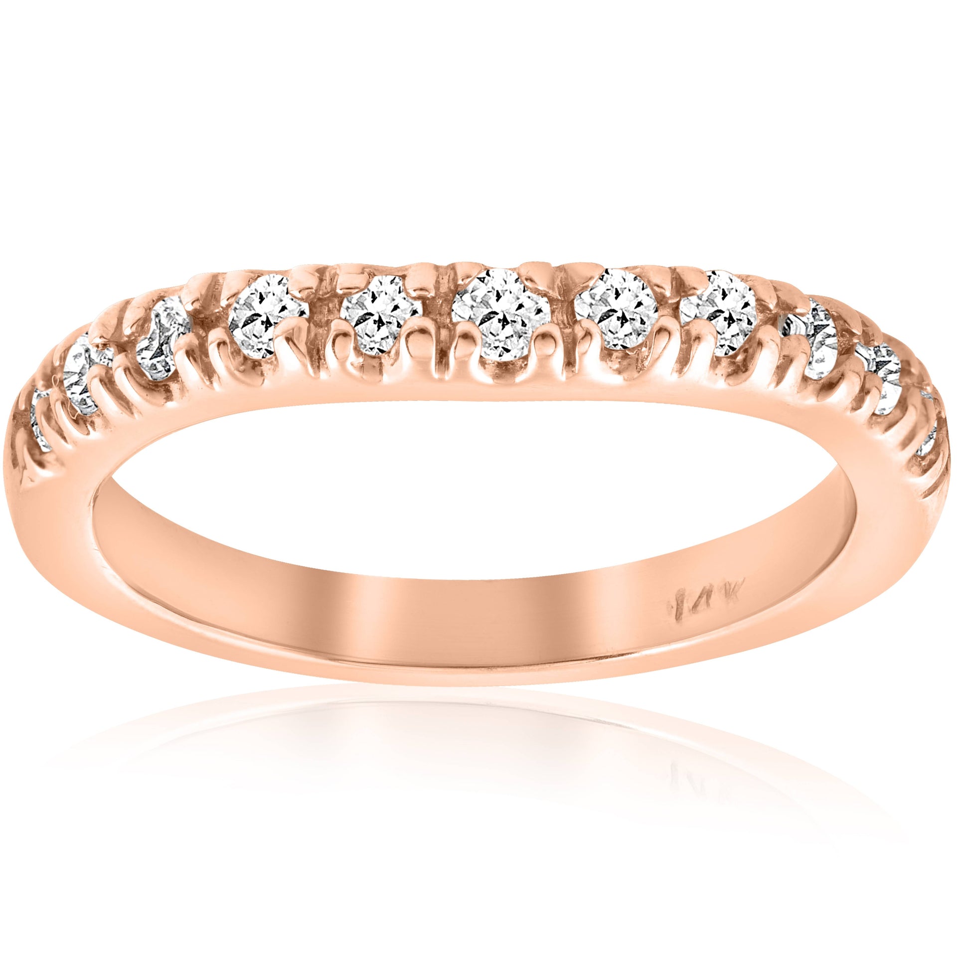 1/4ct Diamond Curved Wedding Guard Band 14K Rose Gold