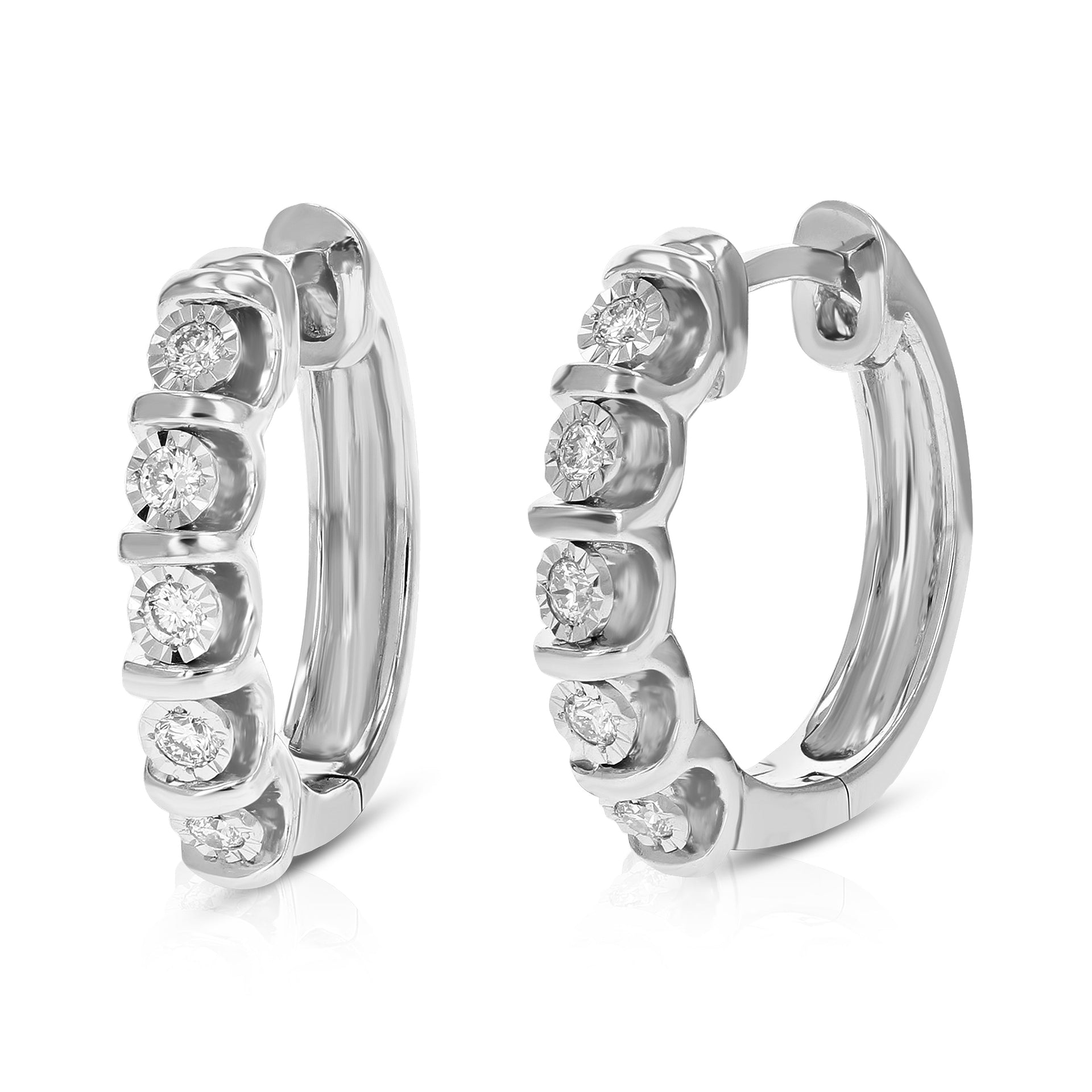 1/4 cttw 10 Stones SI2-I1 Clarity Round Lab Grown Diamond Hoop Earrings Prong Set in .925 Sterling Silver