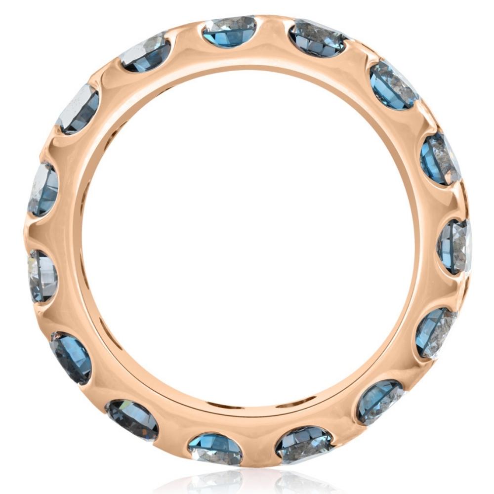 5 Ct Blue Diamond Eternity Ring in White, Yellow, or Rose Gold Lab Grown