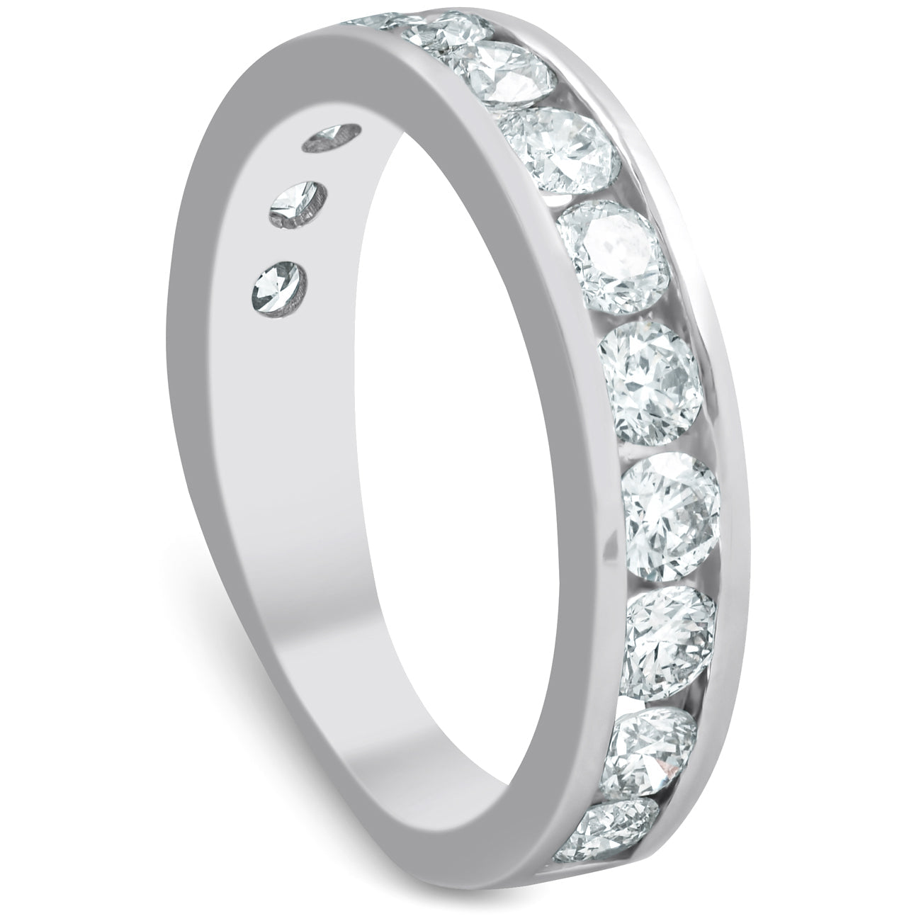 1 1/2 Ct Diamond Wedding Ring Channel Set Half Eternity Women's Band White Gold