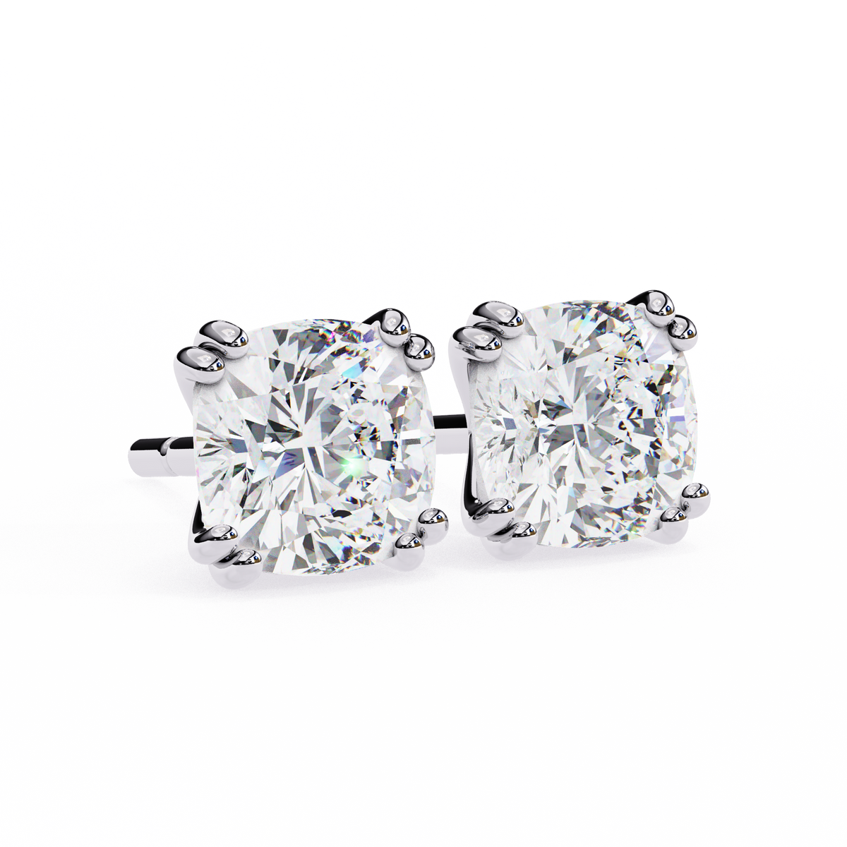 Cushion-Cut Lab-grown Diamond Antique Studs in 10K White Gold