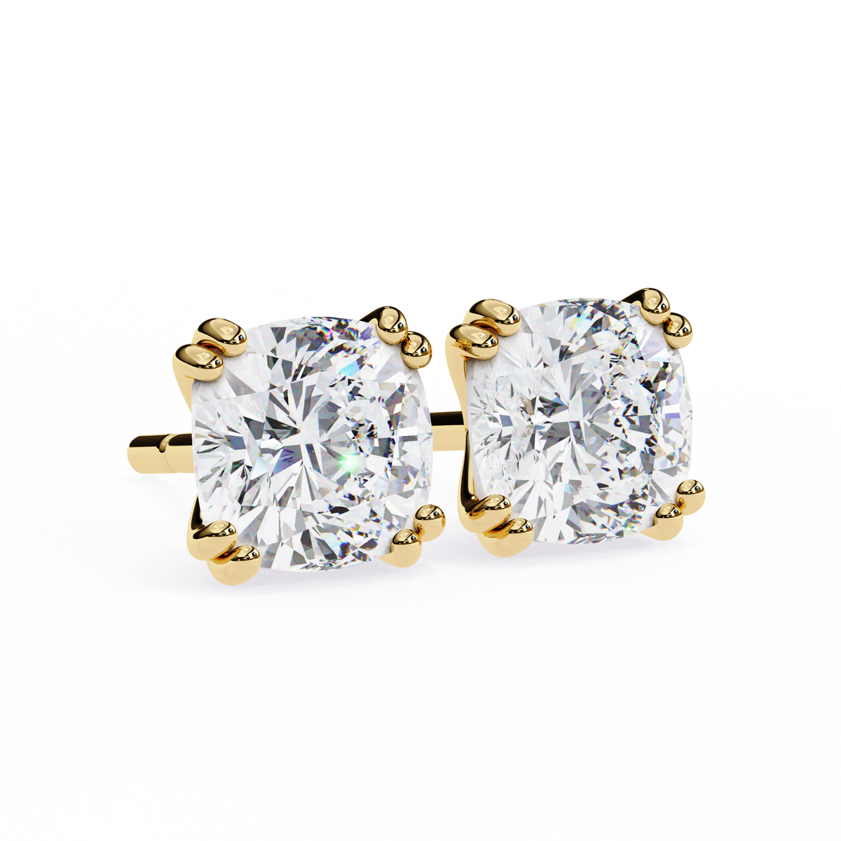 Cushion-Cut Lab-grown Diamond Antique Studs in 10K White Gold