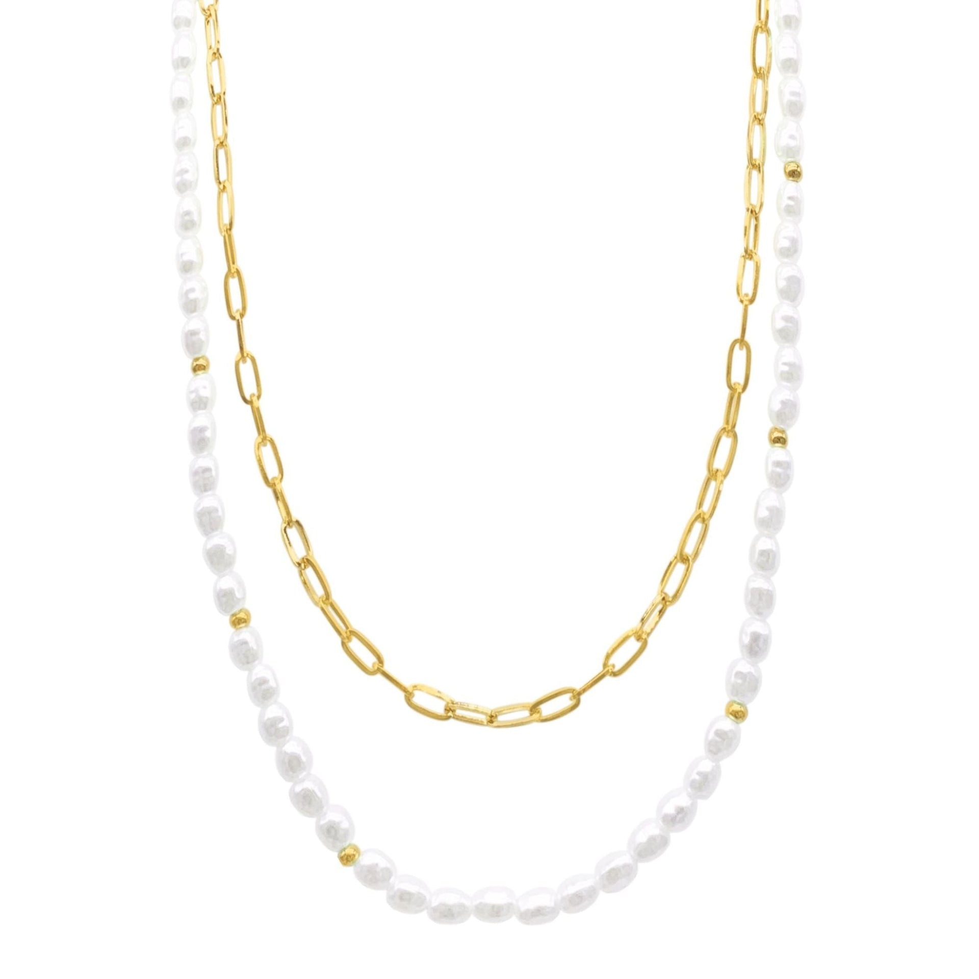 Pearl And Paperclip Adjustable Chain gold