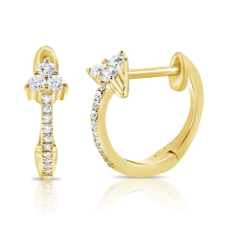 Earrings-HOOPS, 0.18CTS Diamond 14k YG Diana M