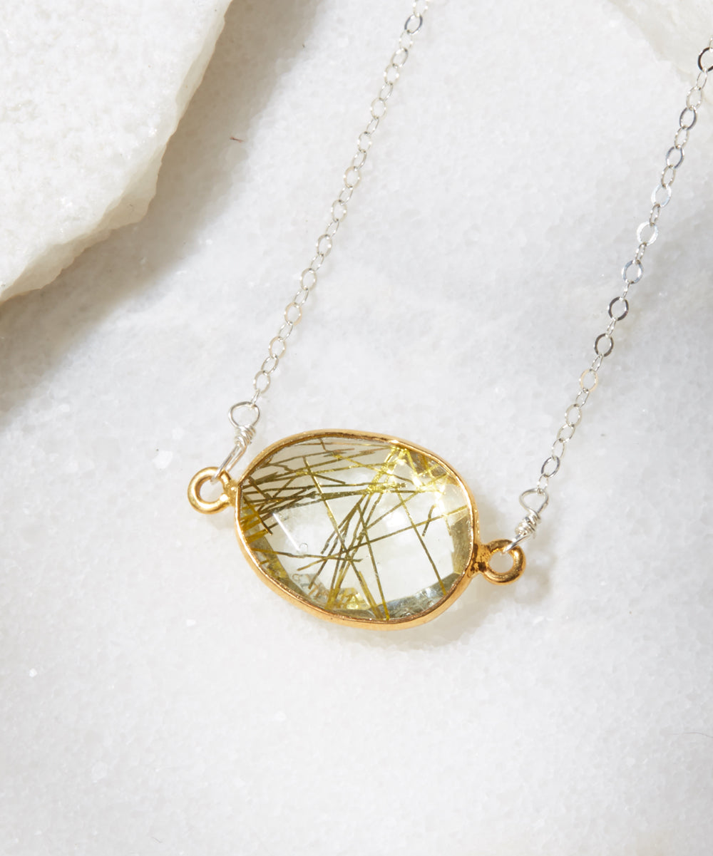 Mrs. Parker Demi Fine Necklace in Golden Rutilated Quartz