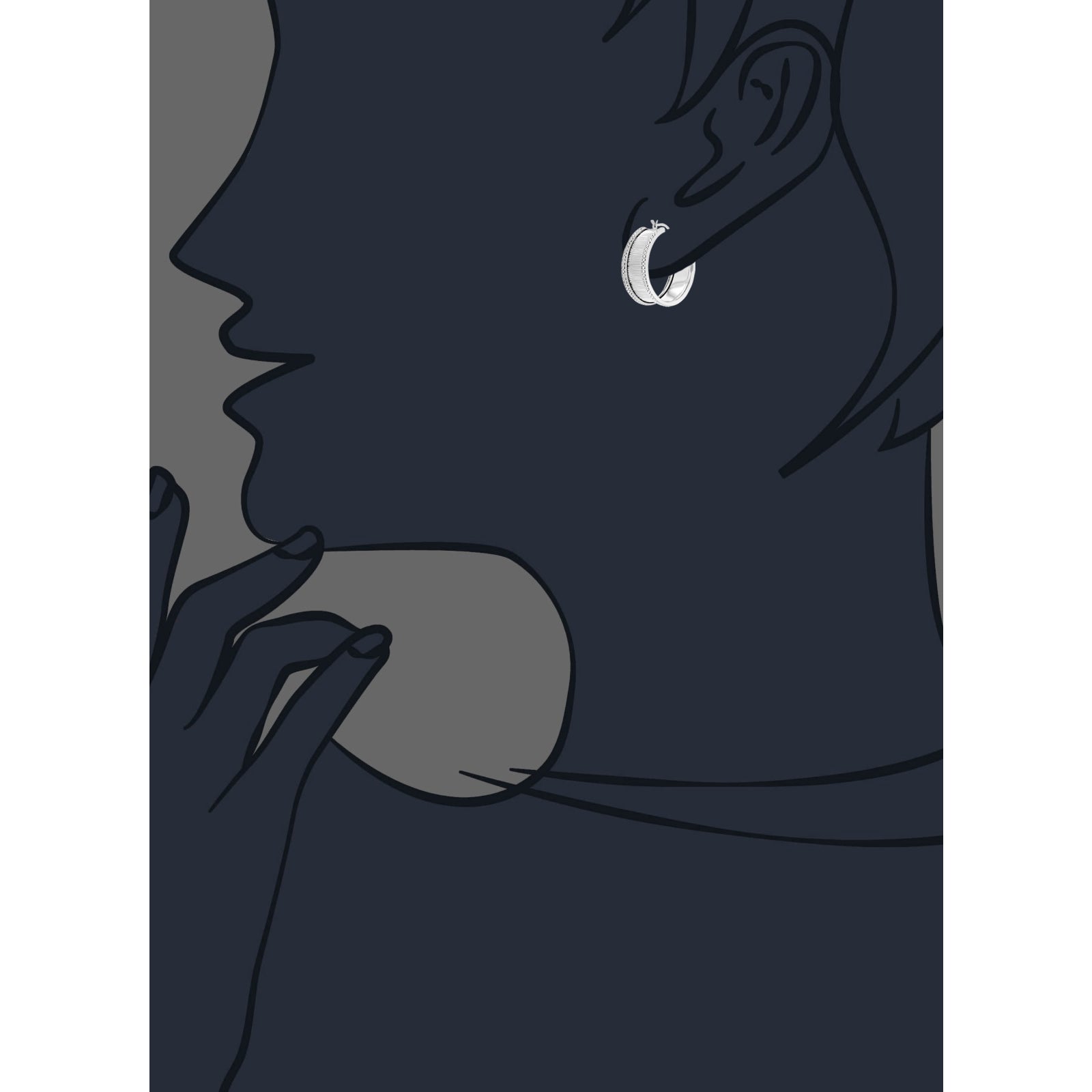 1/4 cttw Diamond Hoop Earrings .925 Sterling Silver with Rhodium Plating 1 Inch