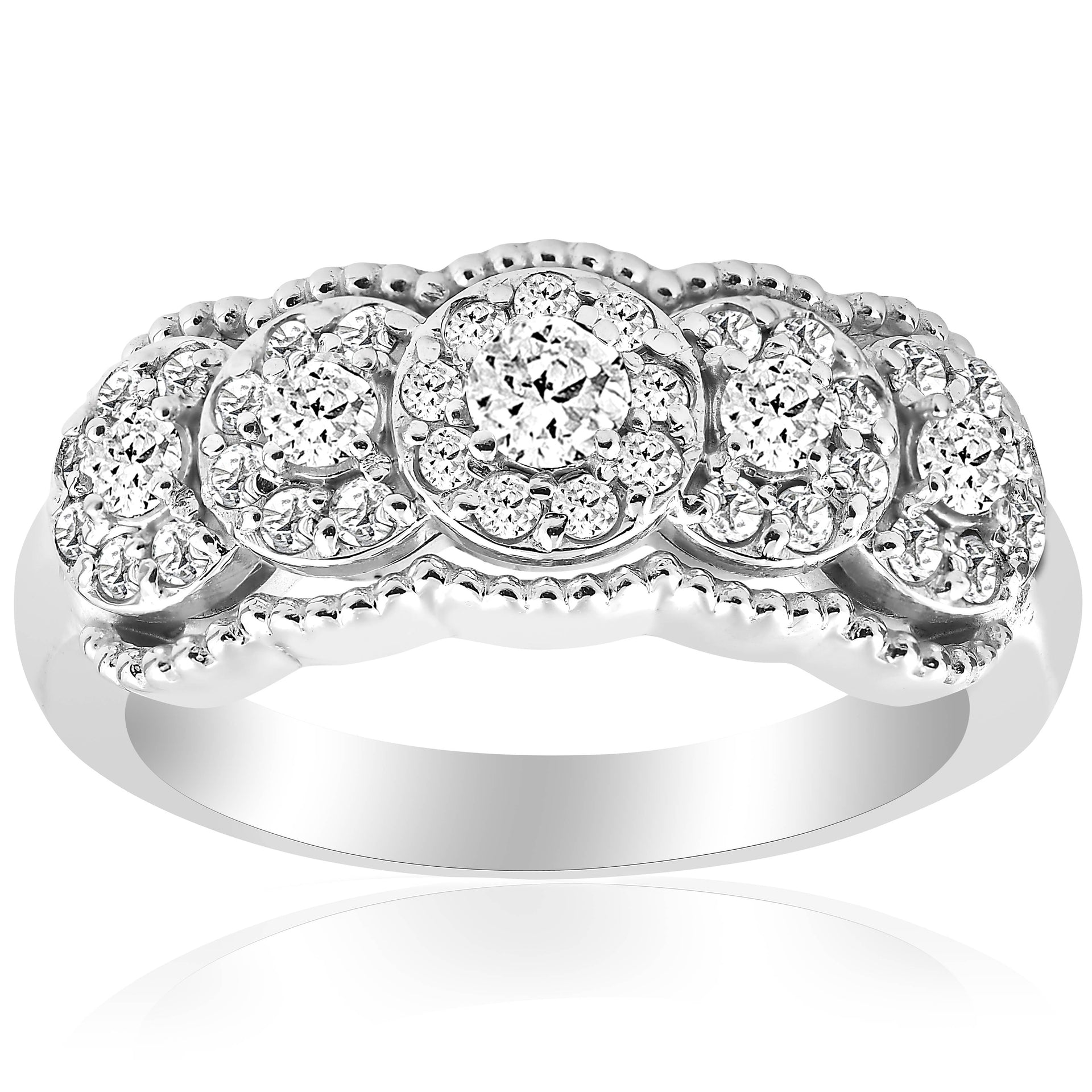 1ct Antique Diamond Wedding Stackable Anniversary Ring 14K White Gold
