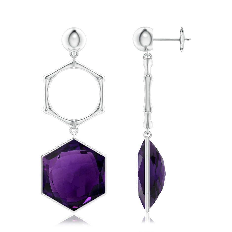 Natori x Angara Amethyst Hexagon Stone Earrings