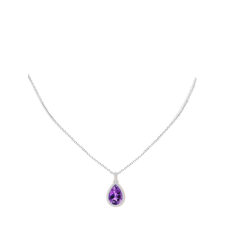 Pear-Shaped Amethyst Halo Pendant with Diamonds