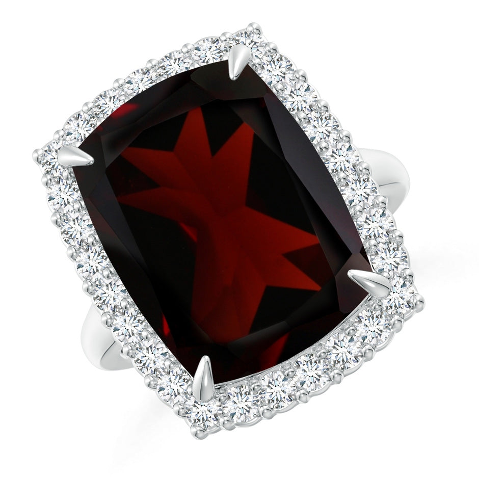 GIA Certified Rectangular Cushion Garnet Ring with Diamond Halo
