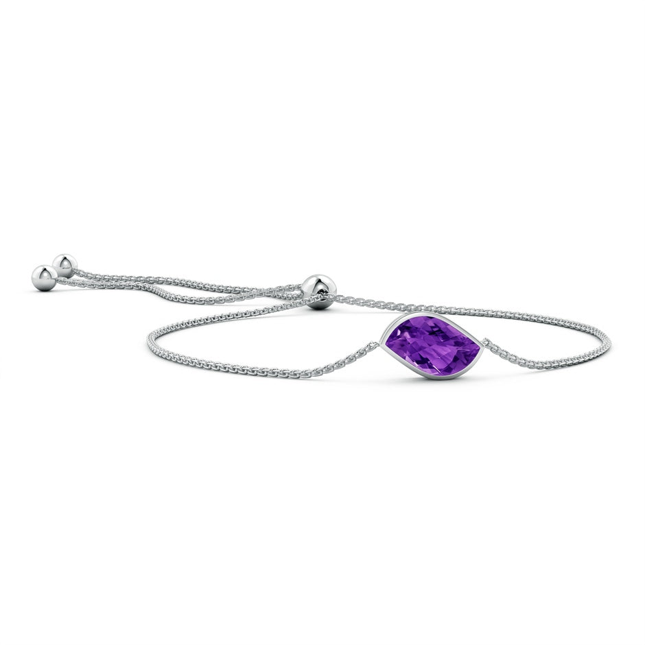Bezel-Set Leaf-Shaped Amethyst Bolo Bracelet