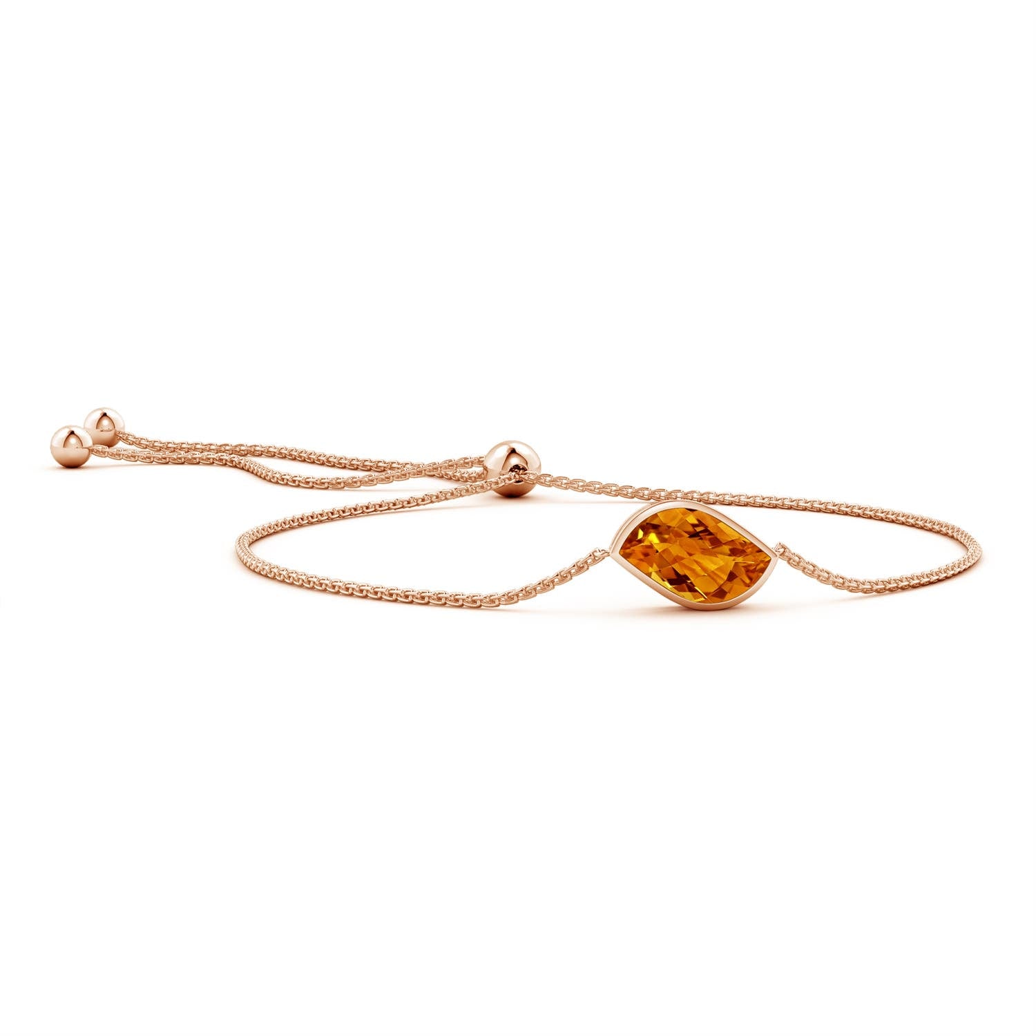 0.33 CTW Citrine and Diamond Multi-Shape Scorpio Bolo Bracelet in 14K White Gold