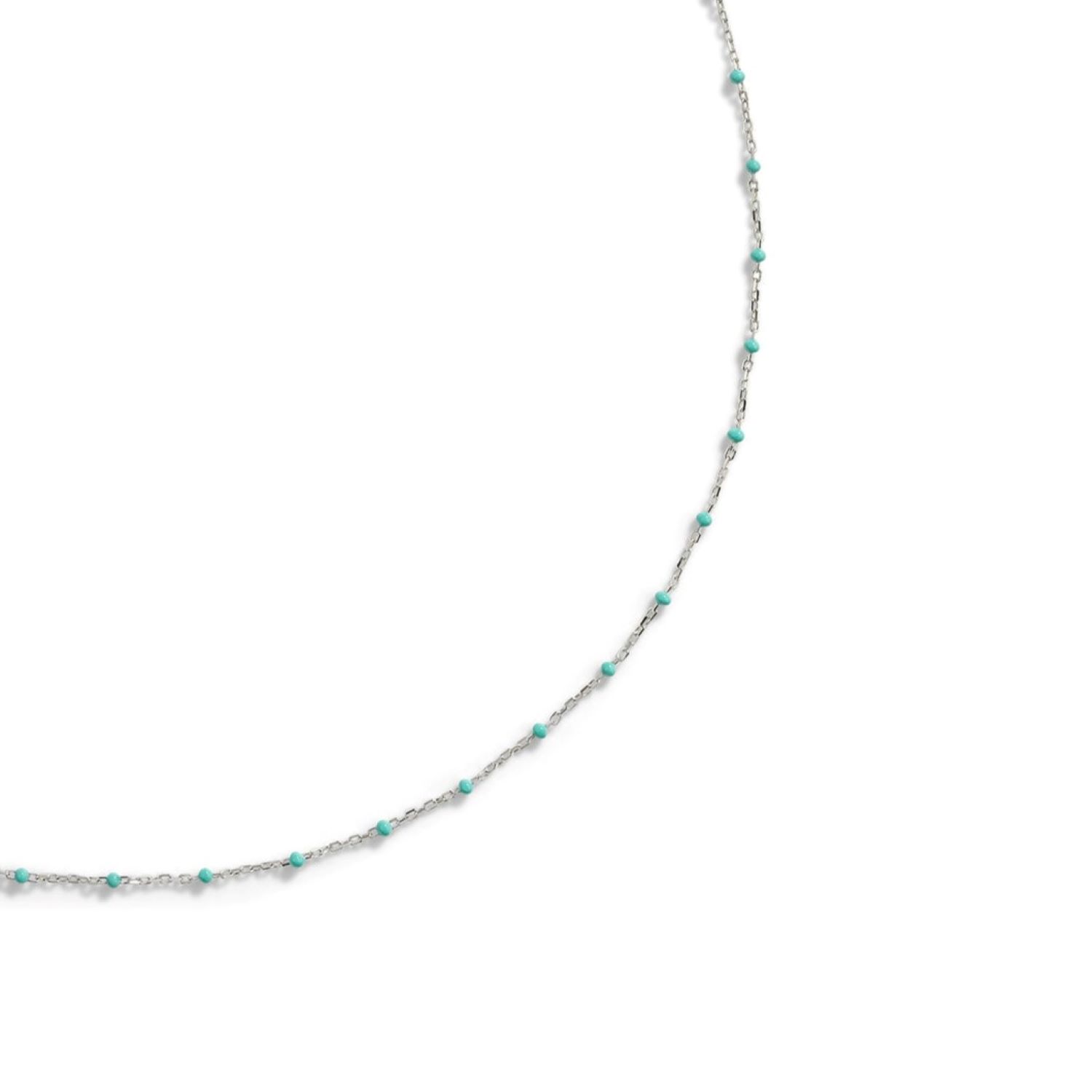 16" Turquoise Enamel Beaded Chain Sterling Silver