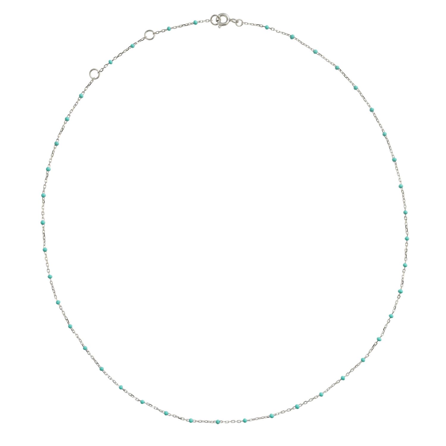 16" Turquoise Enamel Beaded Chain Sterling Silver