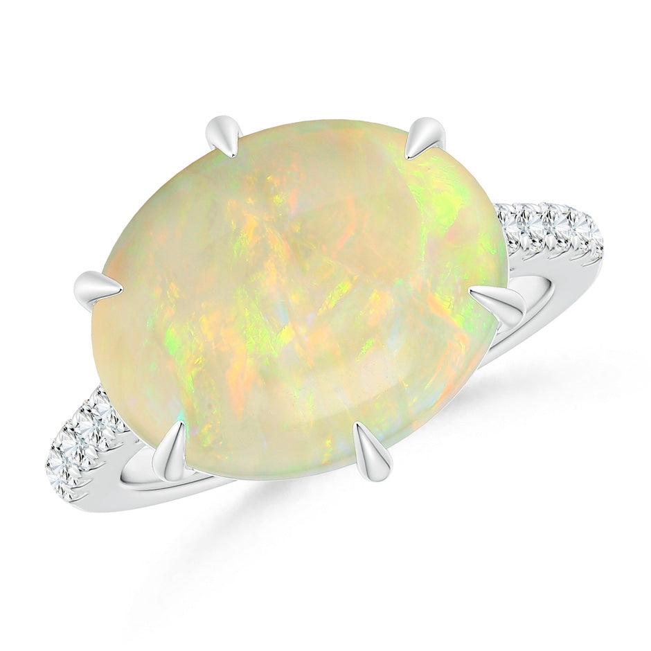 East-West GIA Certified Oval Opal Solitaire Ring