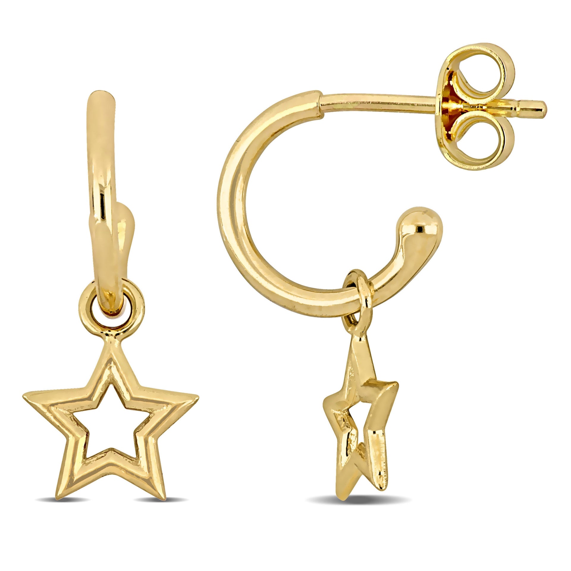 Mimi & Max Star Drop Hoop Earrings in 14k Yellow Gold