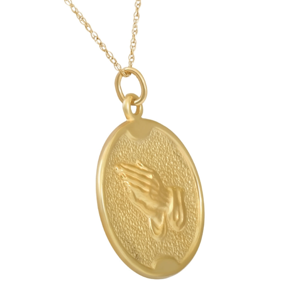 14k Yellow Gold Prayer Hands Medal Pendant .5' Tall 2.5 Grams