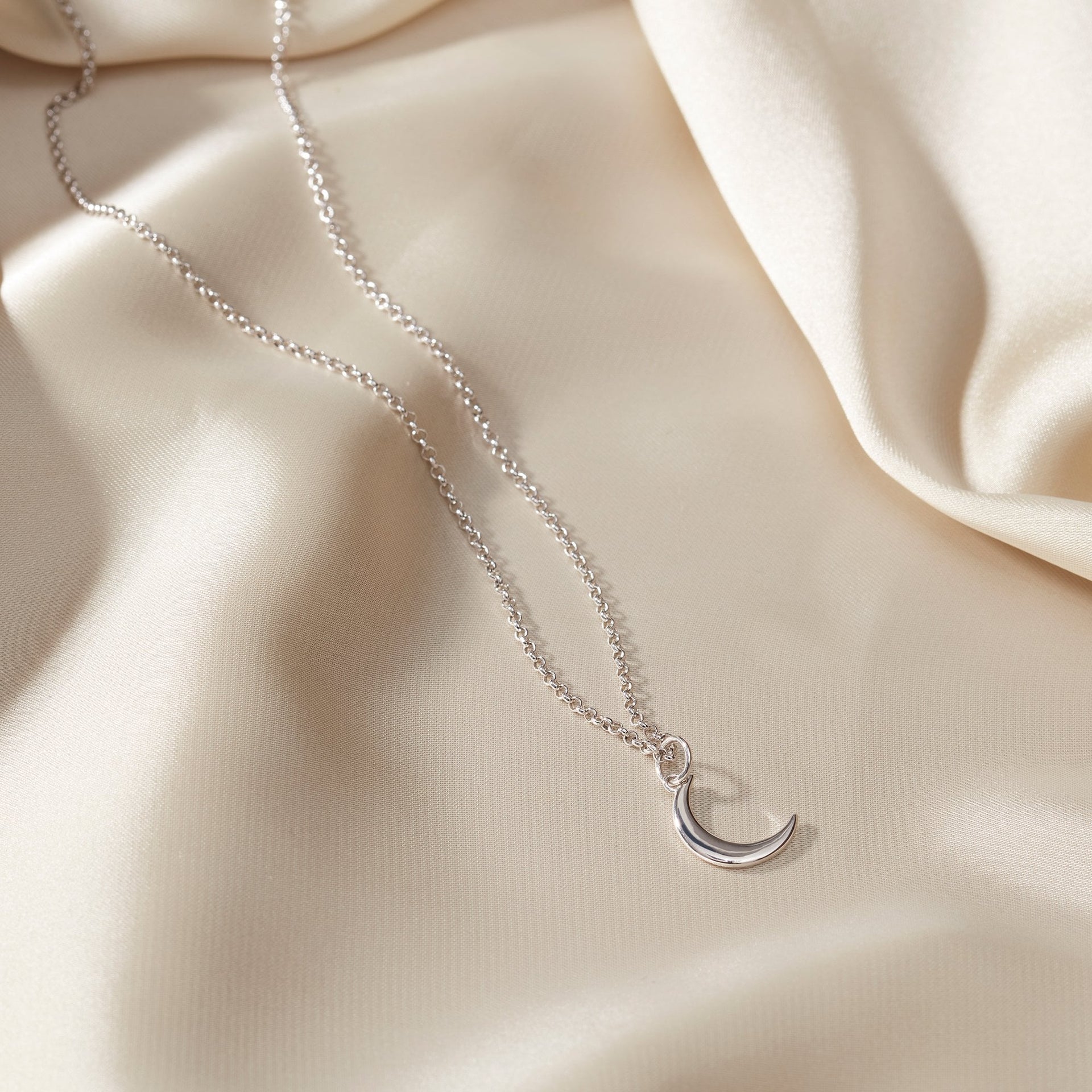 Mini Crescent Moon Necklace Silver