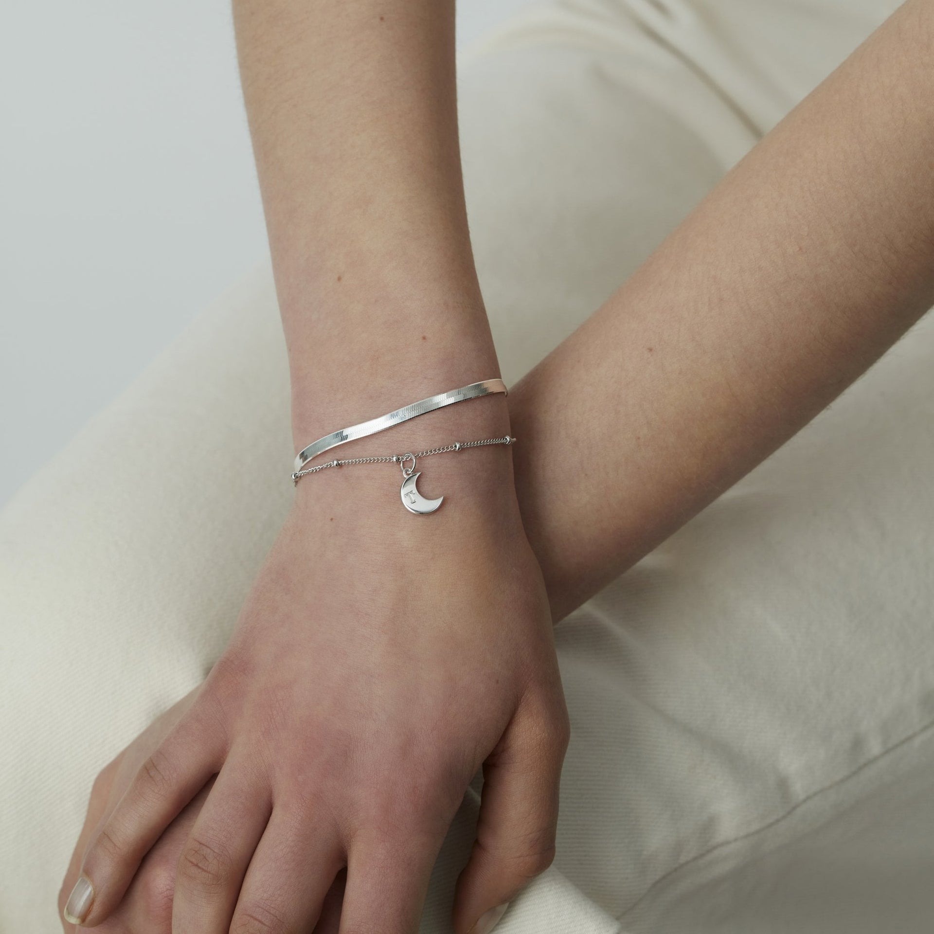 Personalised Moon Bracelet Silver