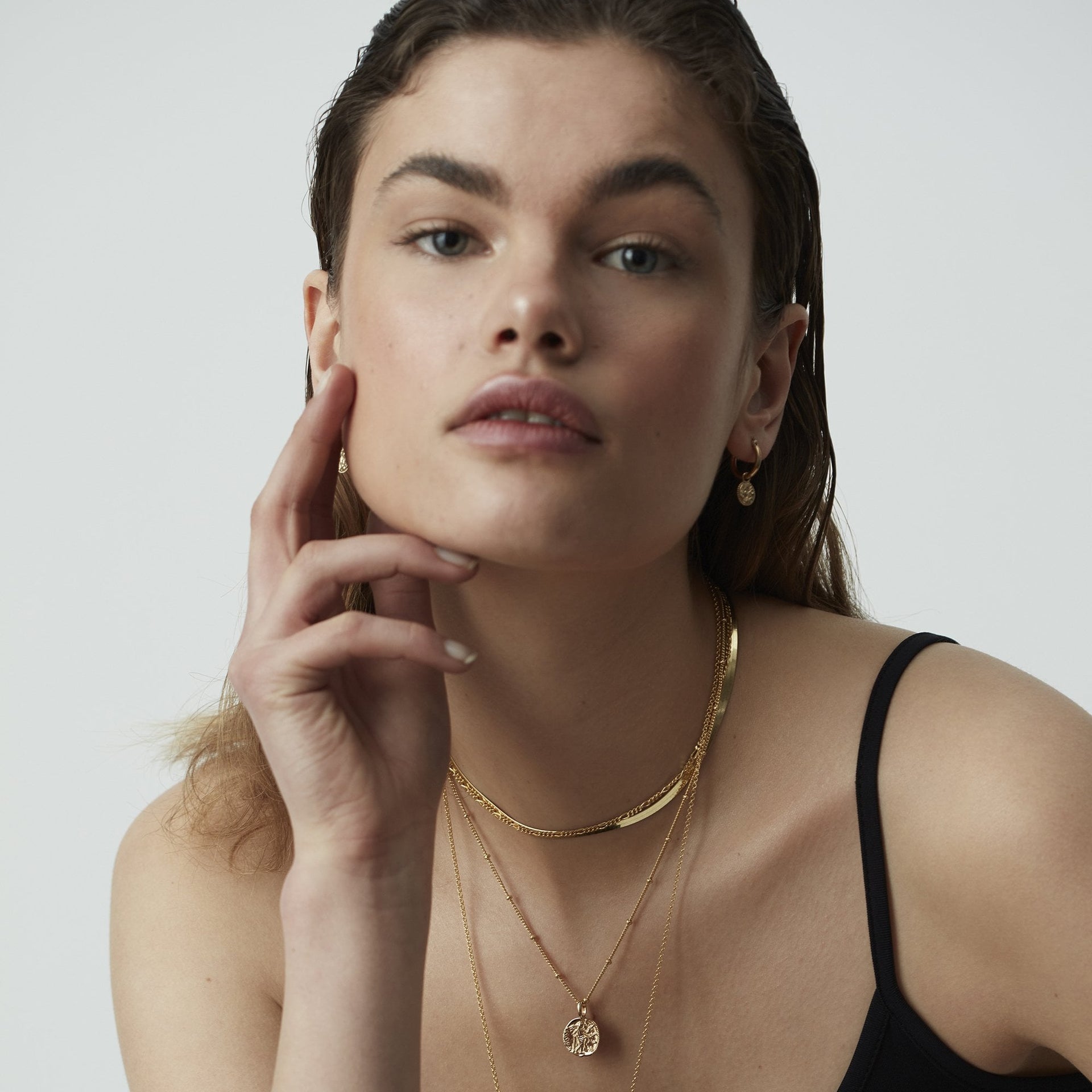 Gold Venus Coin Necklace With Bead Chain