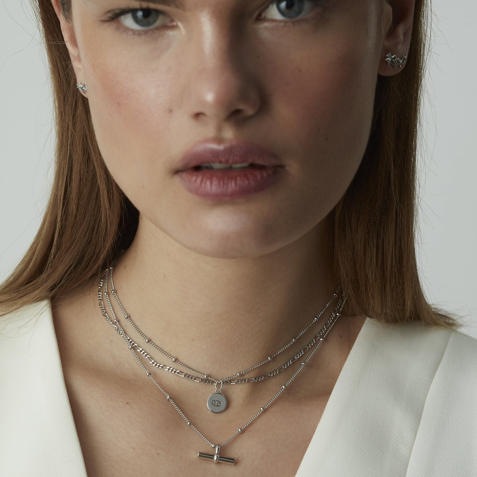 Zodiac Sign Necklace Layering Set in Silver