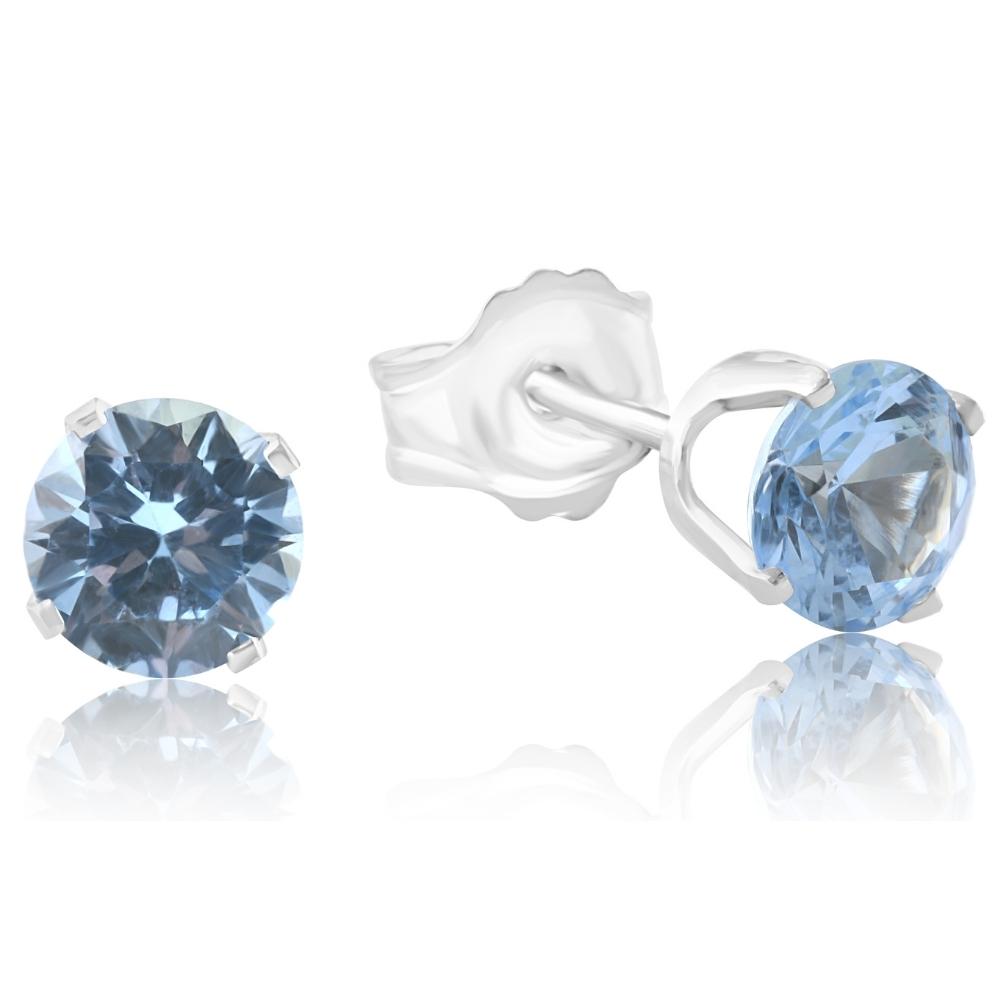1Ct TW Blue Topaz Studs in 10k White or Yellow Gold