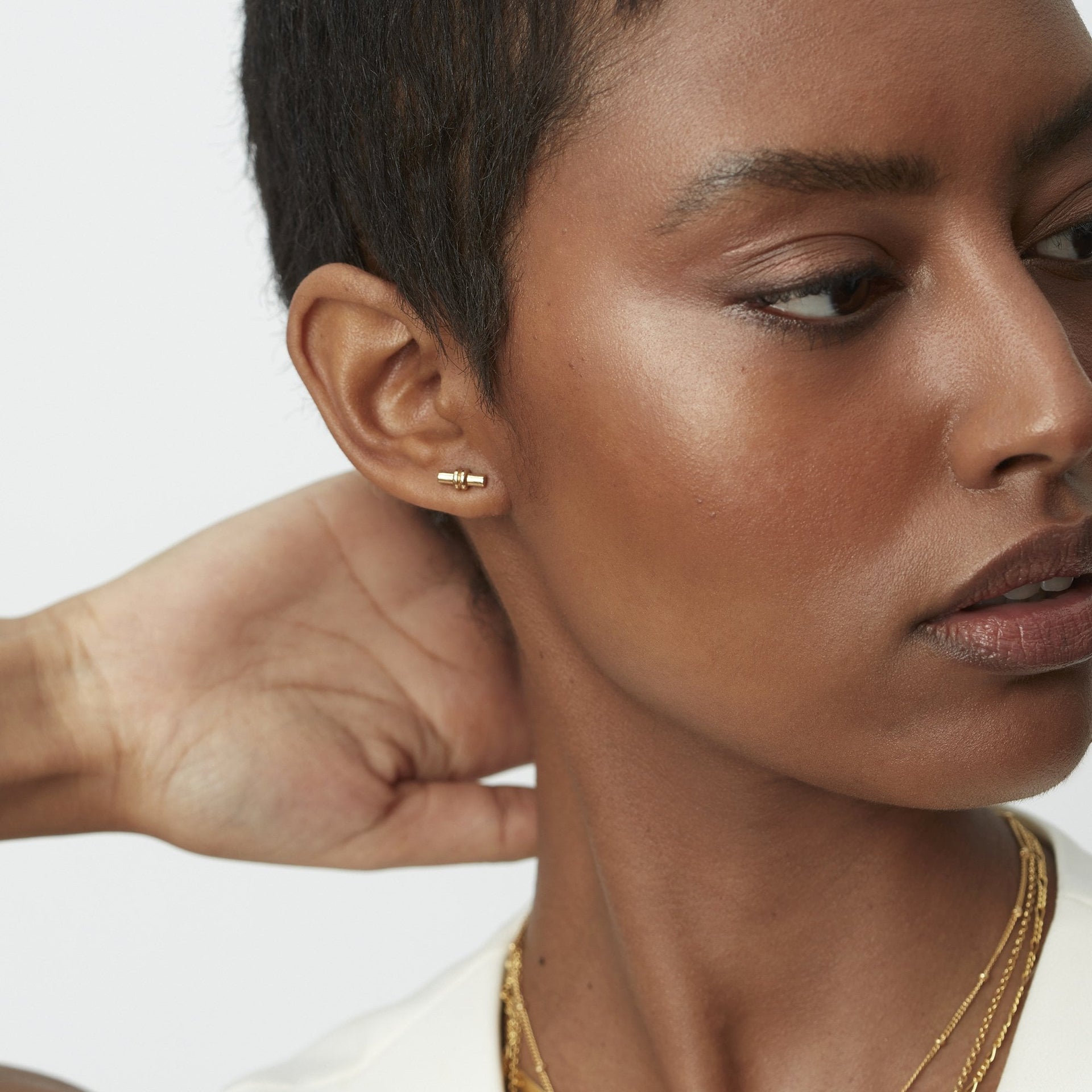 T Bar Stud Earrings Silver