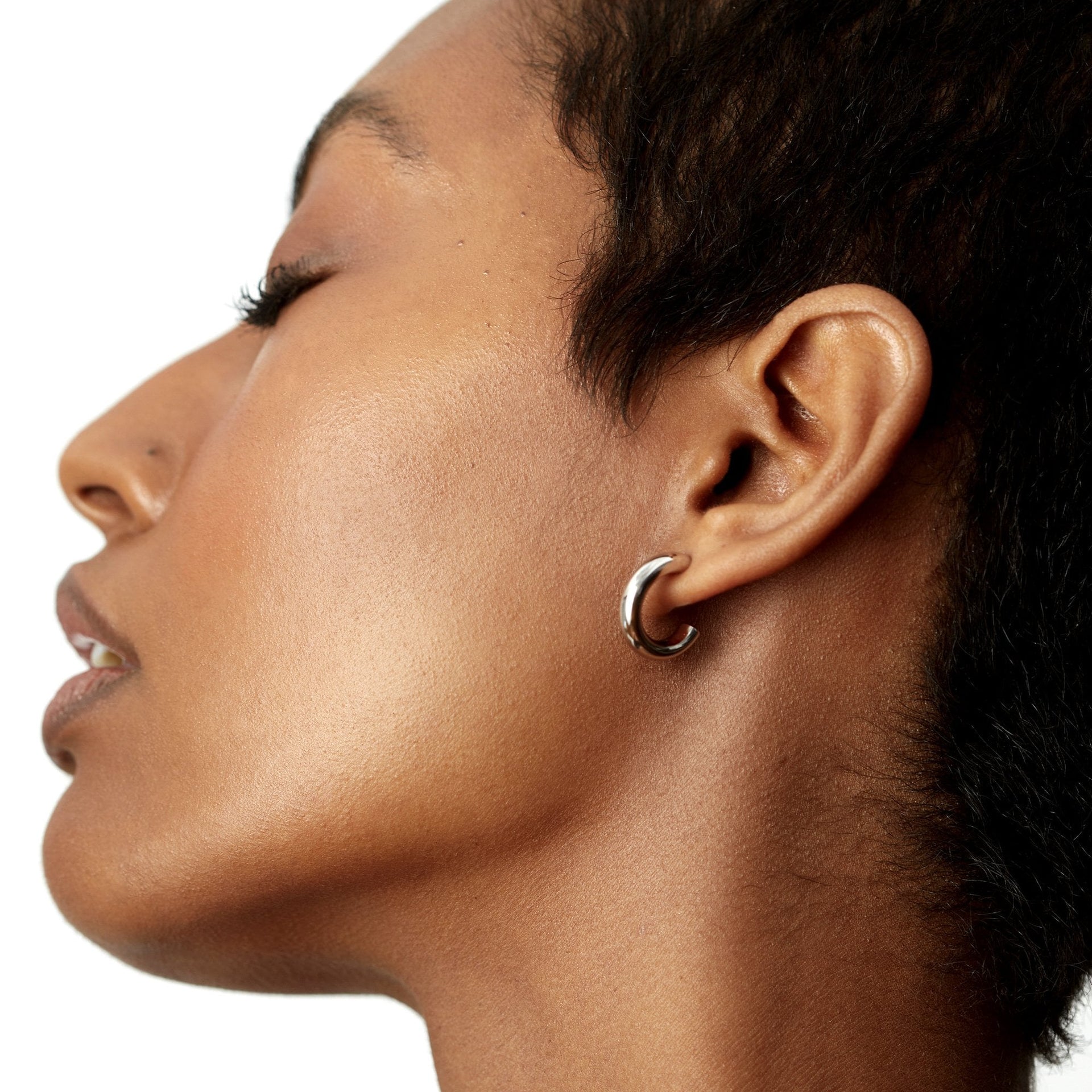 Chunky Hoop Earrings Silver