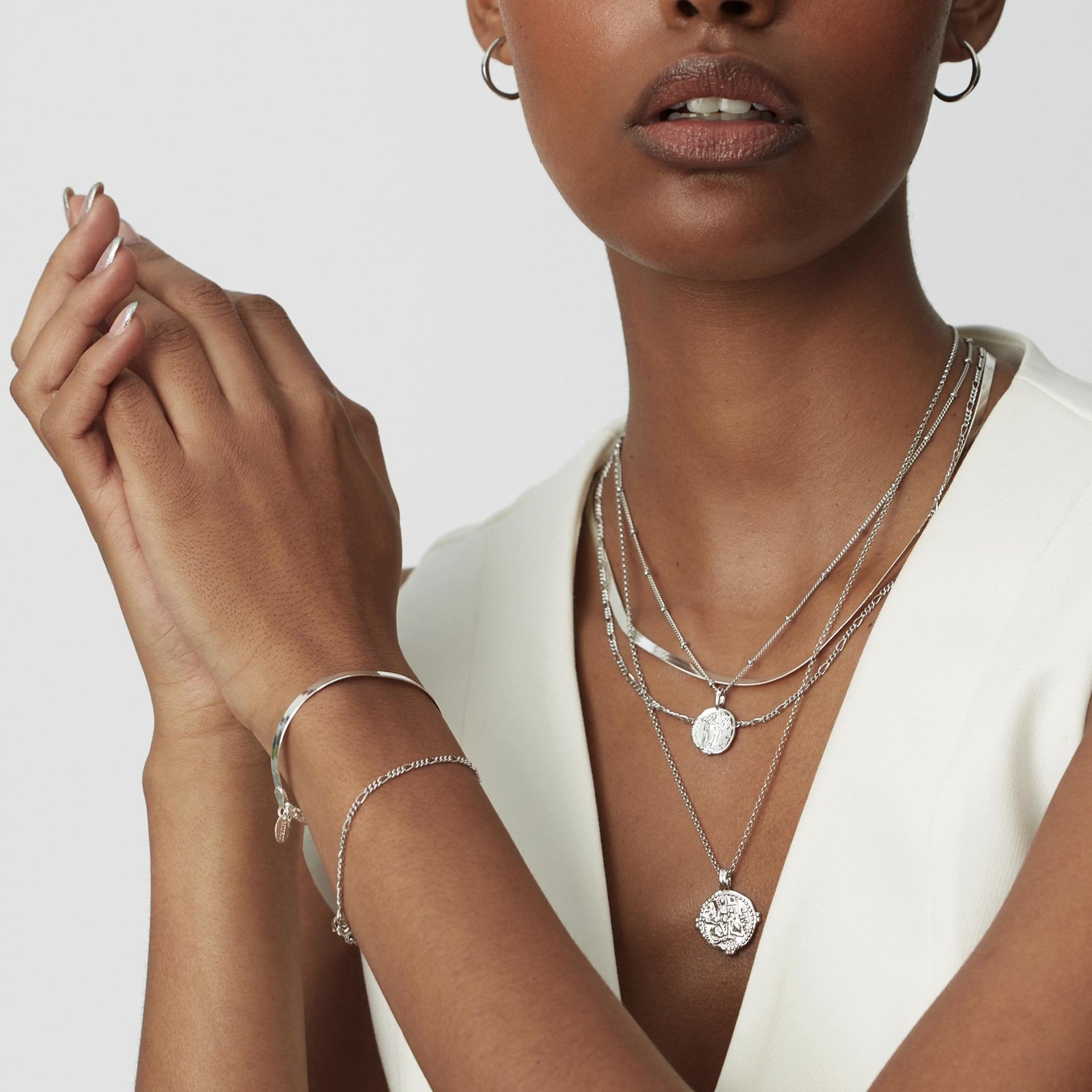 Figaro Chain Necklace Sterling Silver