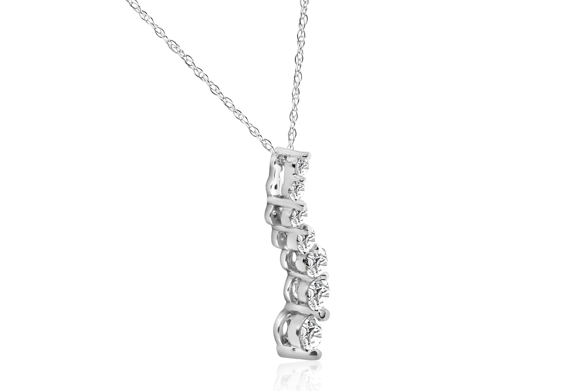 1/2 CT Diamond Journey Pendant 14K White Gold