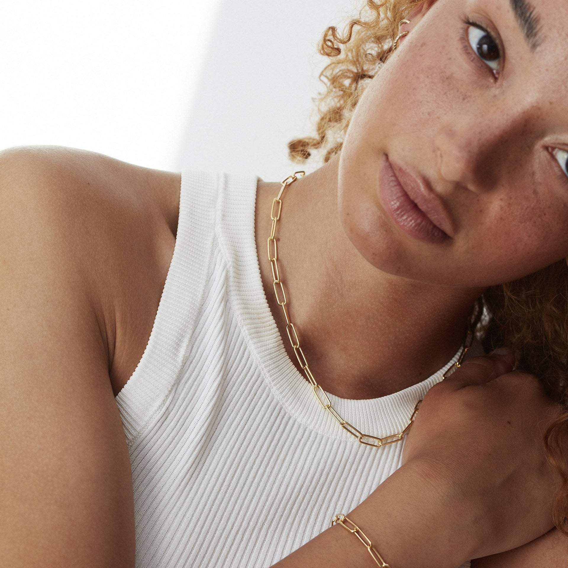 Paperclip Chain Necklace Gold