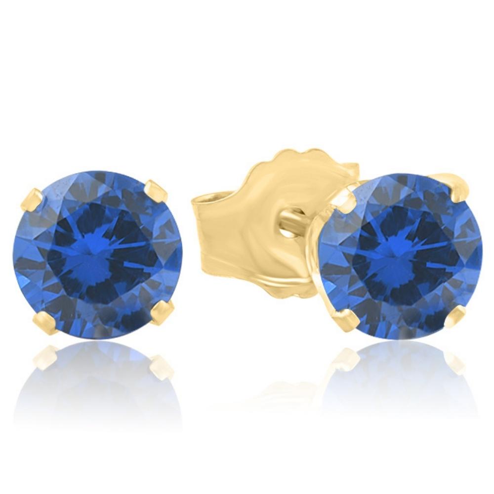 1Ct TW Blue Sapphire 5mm Studs in 10k White or Yellow Gold