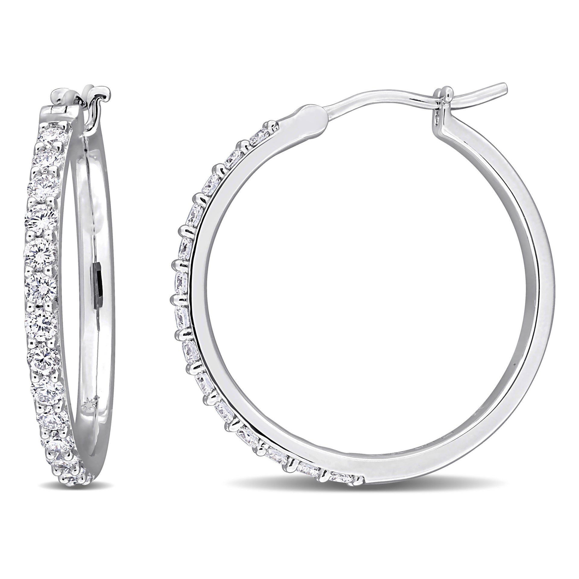 Created Forever 1ct TW Lab-Grown Diamond Hoop Earrings in Sterling Silver